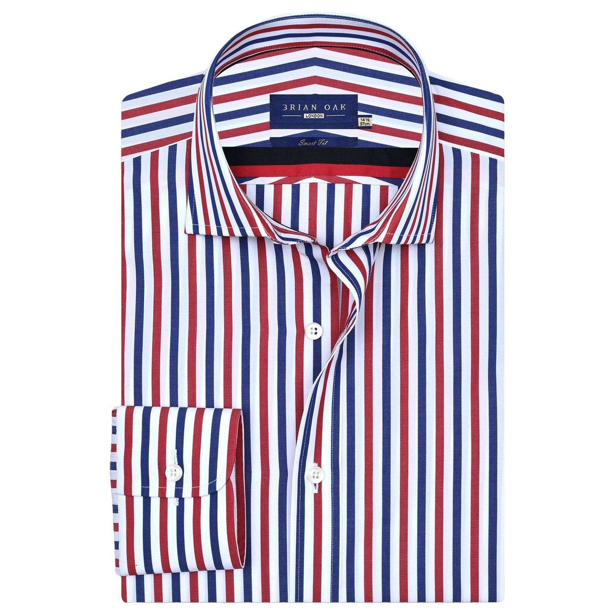 Men's Royal Blue and Red Striped Formal Shirt