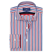 Men's Royal Blue and Red Striped Formal Shirt