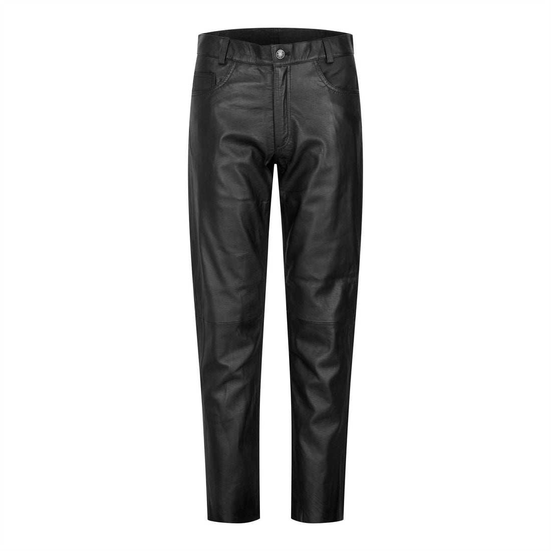 Womens Real Leather Jeans Trousers Casual Retro 1980s Vintage Black - Knighthood Store
