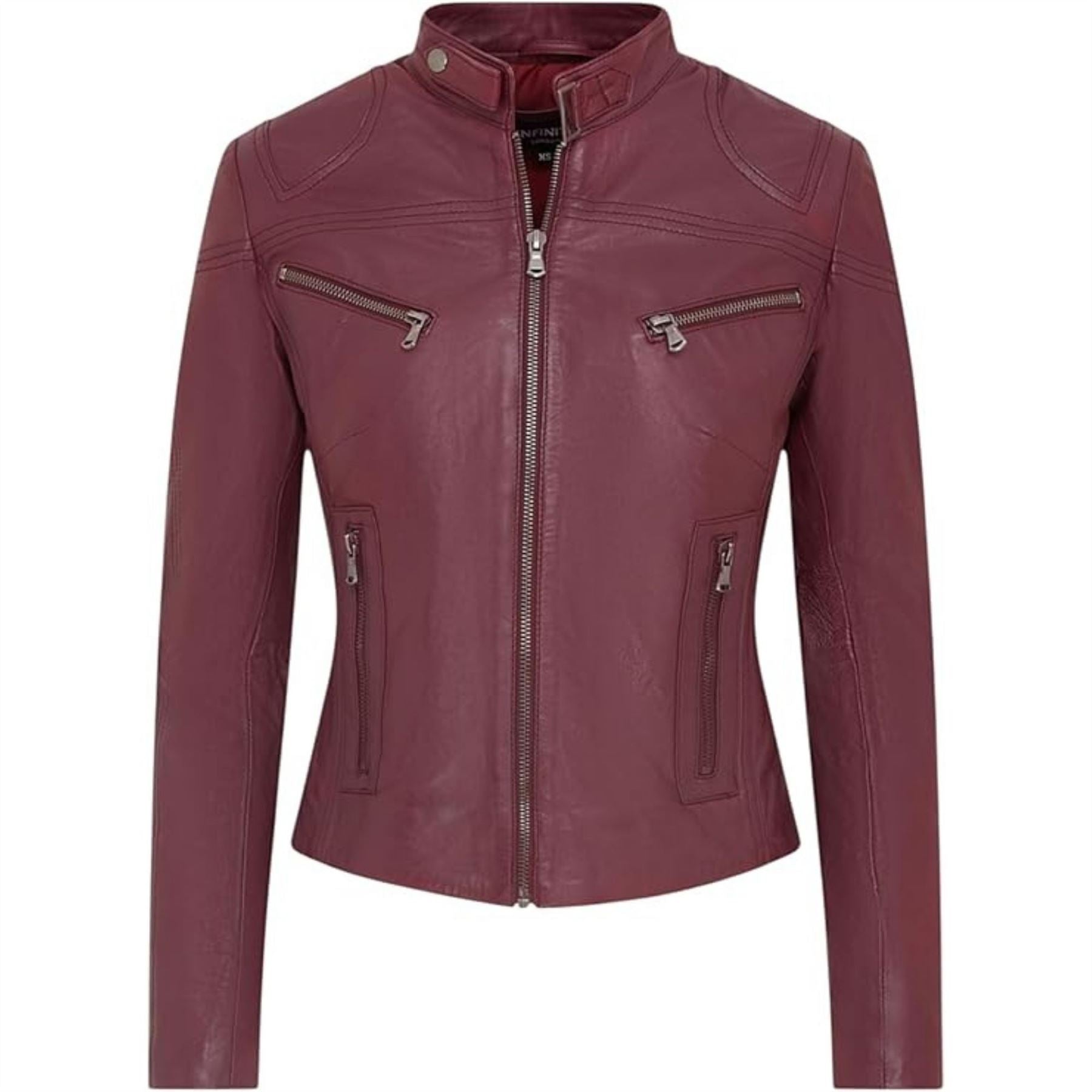 Women's Real Leather Classic Racer Style Biker Jacket