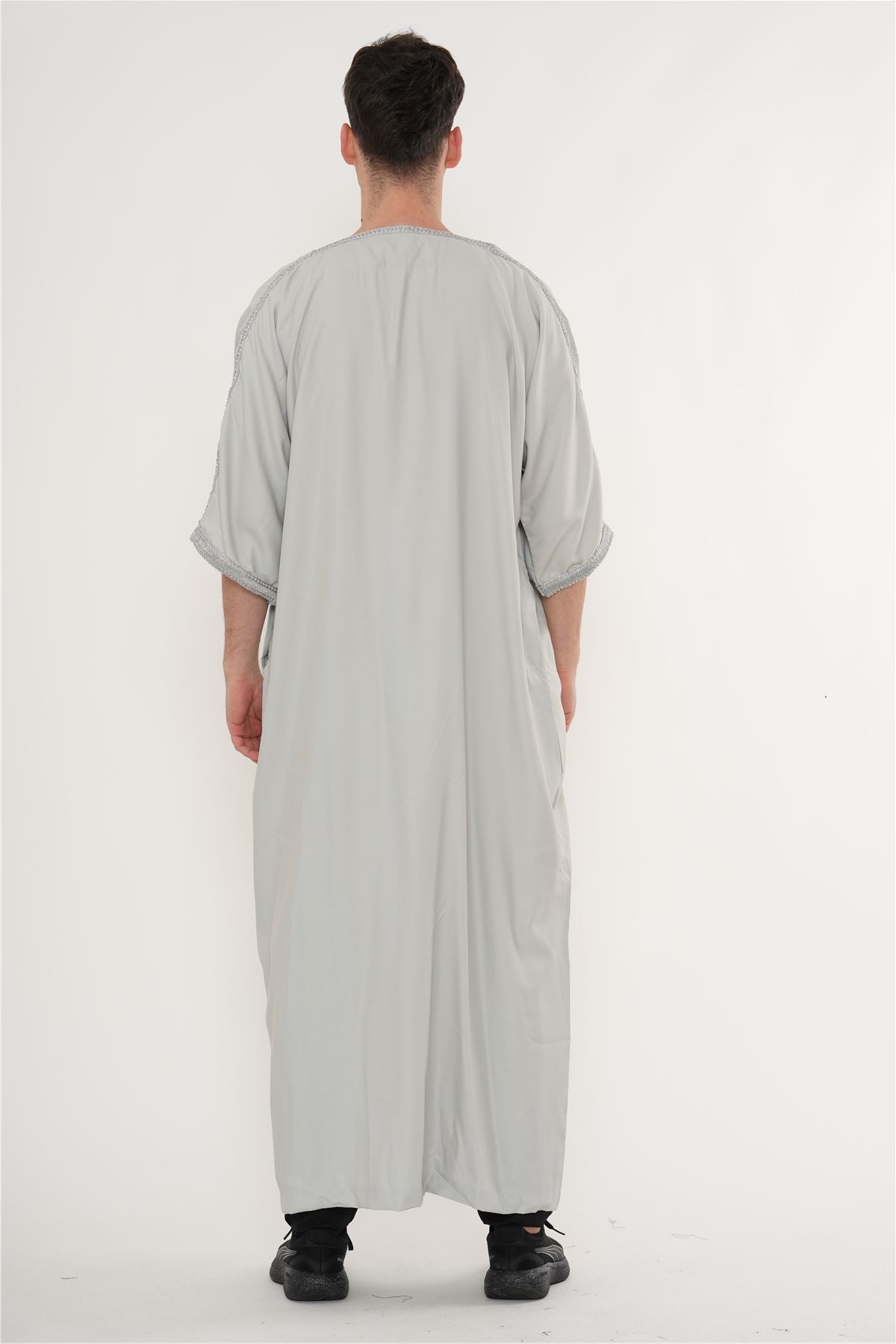 Men's Half Sleeve Embroidery Moroccan Thobe