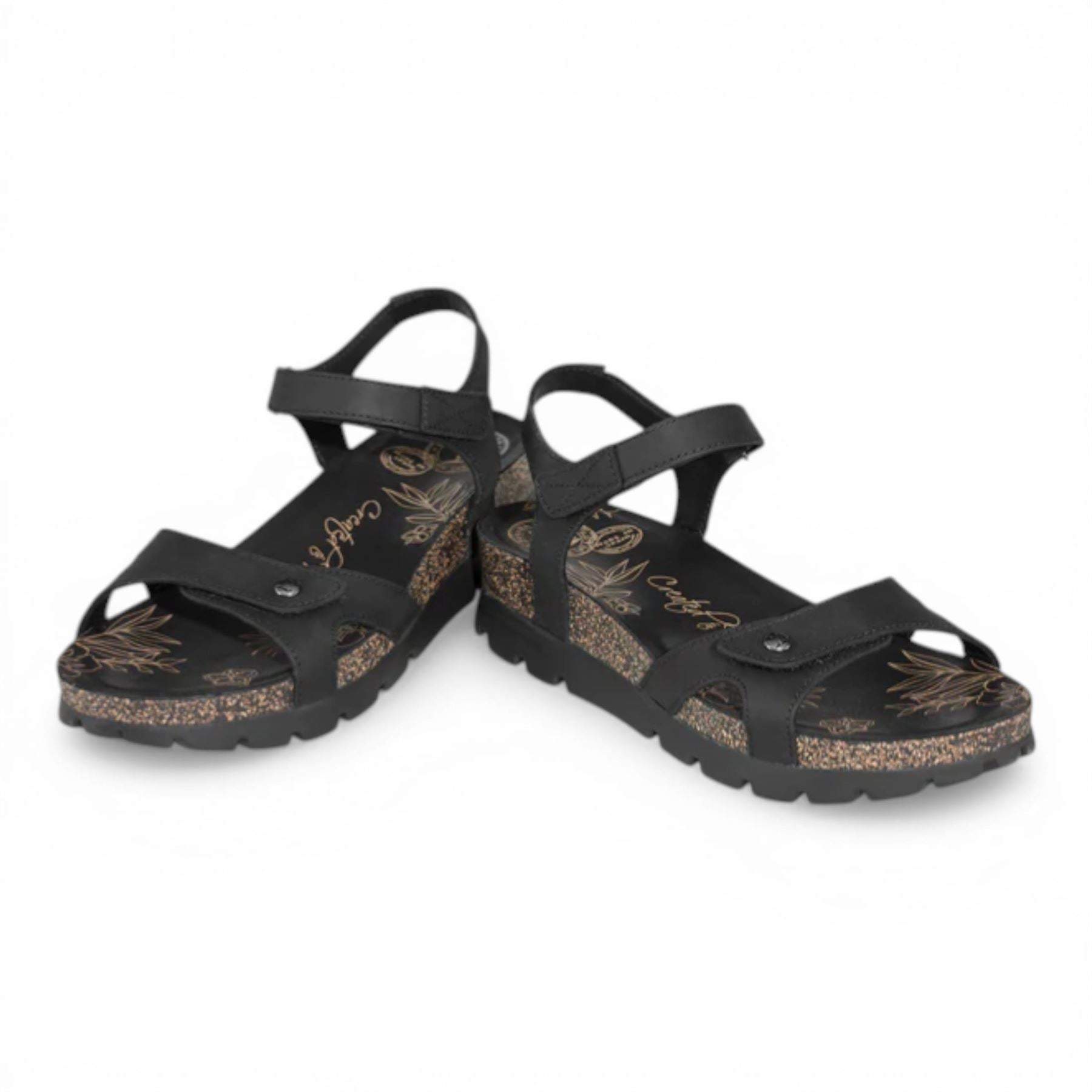 Sulia B2 - Women's Wedge Black Leather Platform Sandals