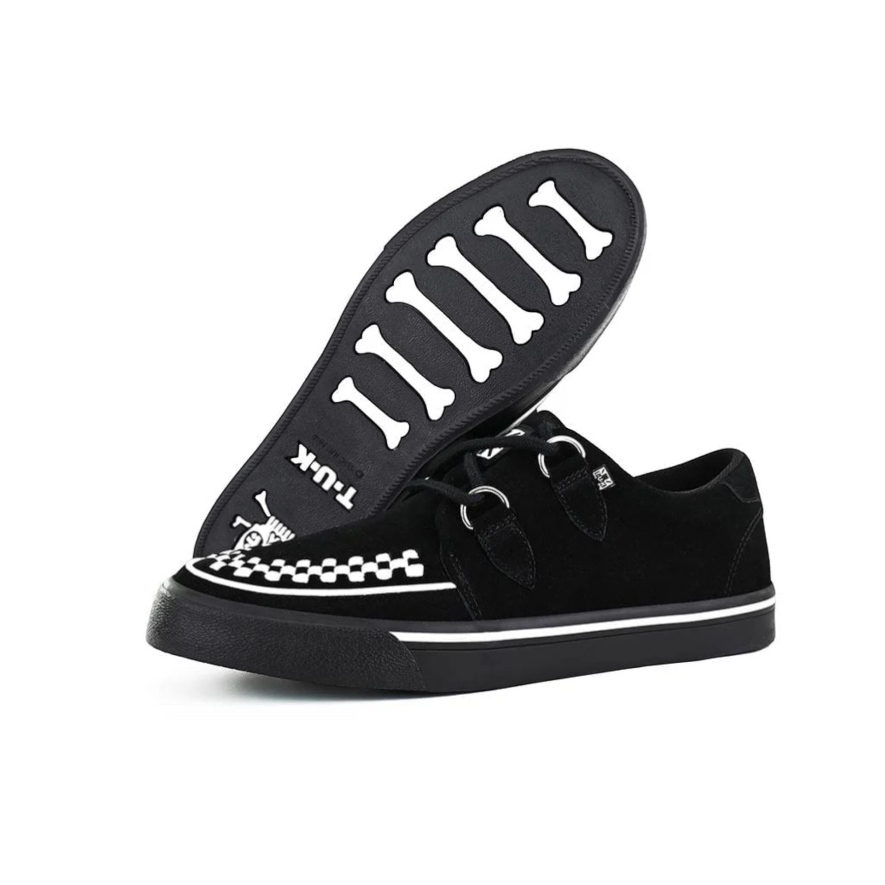 Pointed Creeper Sneaker Black White Suede Platform Shoes