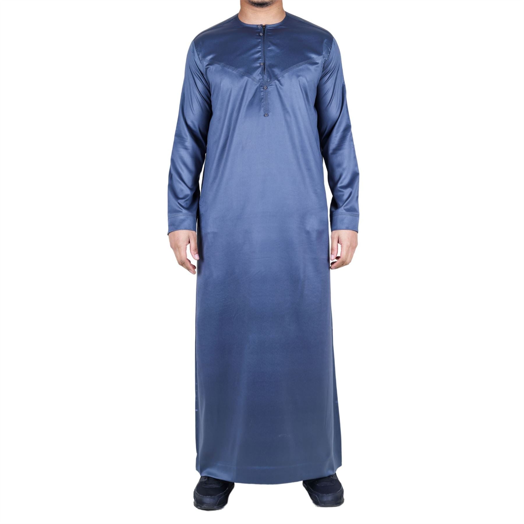 Men's Thobe Jubba Islamic Clothing Muslim Kaftan Emirati Omani Satin Robe