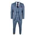 Men's Suit 3 Piece Blue Checked Classic Plaid Tailored Fit Formal Dress - Knighthood Store