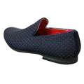 Mens Textured Slip On Black Blue Check Shoes Smart Casual Formal Italian Design - Knighthood Store