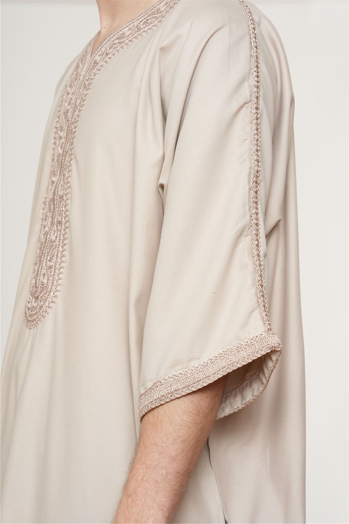 Men's Half Sleeve Embroidery Moroccan Thobe