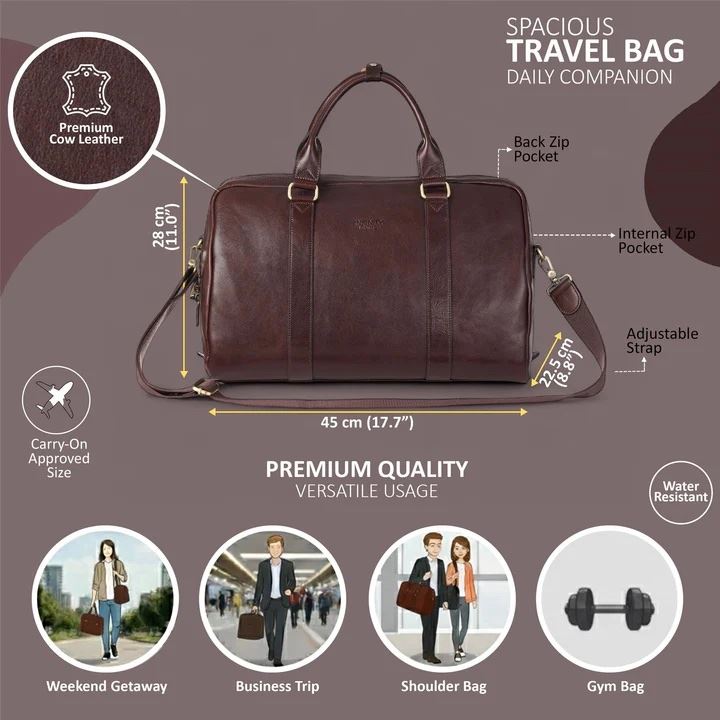 Atlas - Genuine Leather Vintage Duffle Bag