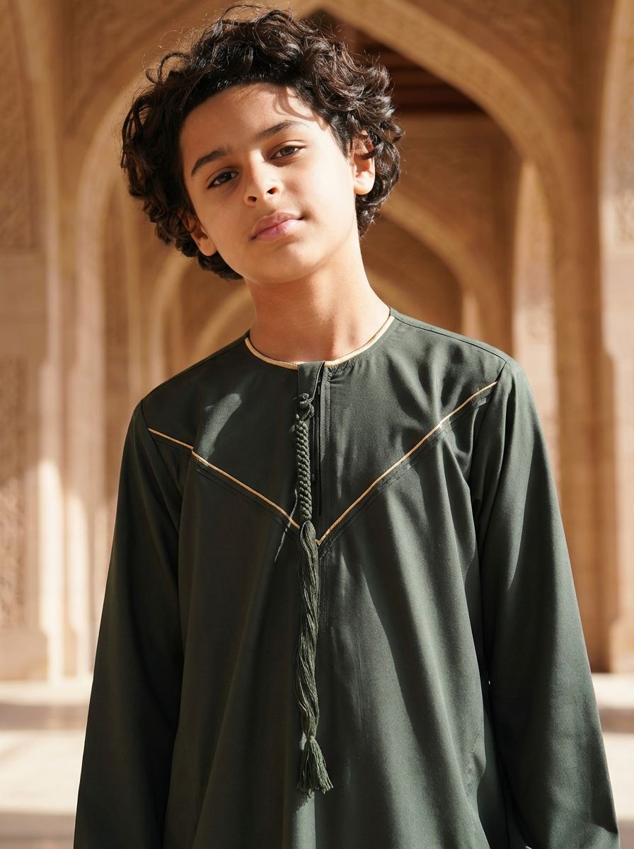 TT-007 - Boy's Emirati Omani Gold Embroidery Thobe