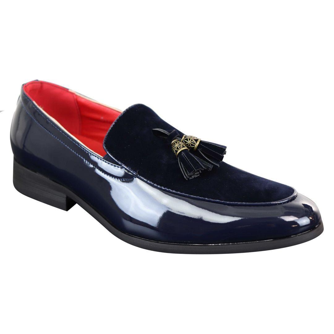 Mens Tassel Patent Shiny PU Suede Leather Driving Shoes Loafers Smart Casual - Knighthood Store