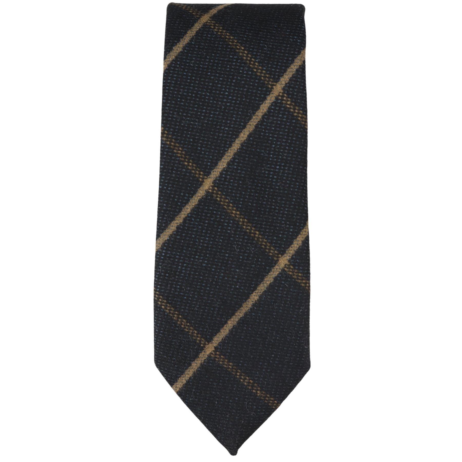 Mens Tweed Herringbone Tie Pocket Square Check Classic Blue Brown Grey Black - Knighthood Store