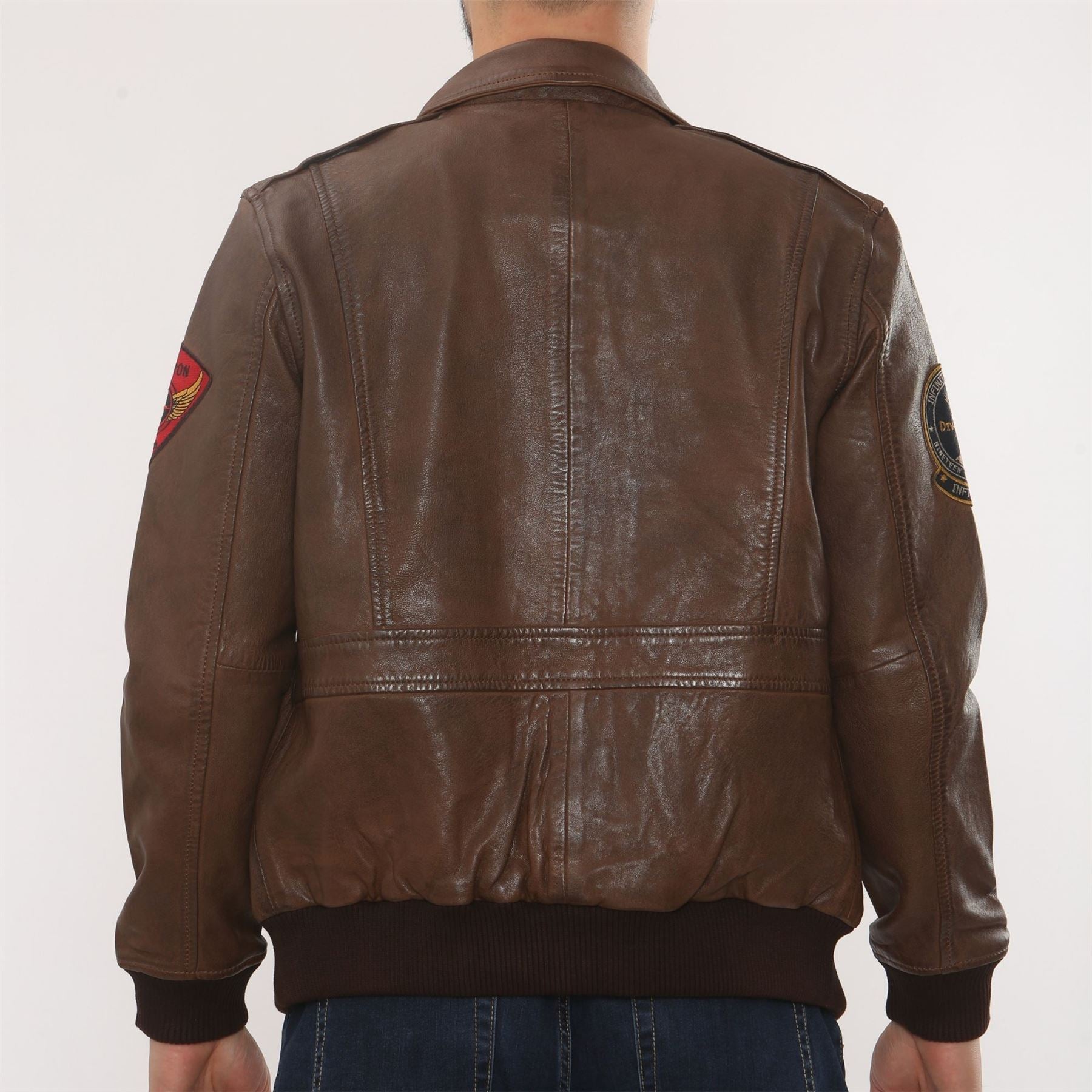 Men's Leather Bomber Jacket Pilot Air Force Style