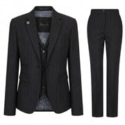 TPW-38 - Women's 3 Piece Black Pinstripe Suit
