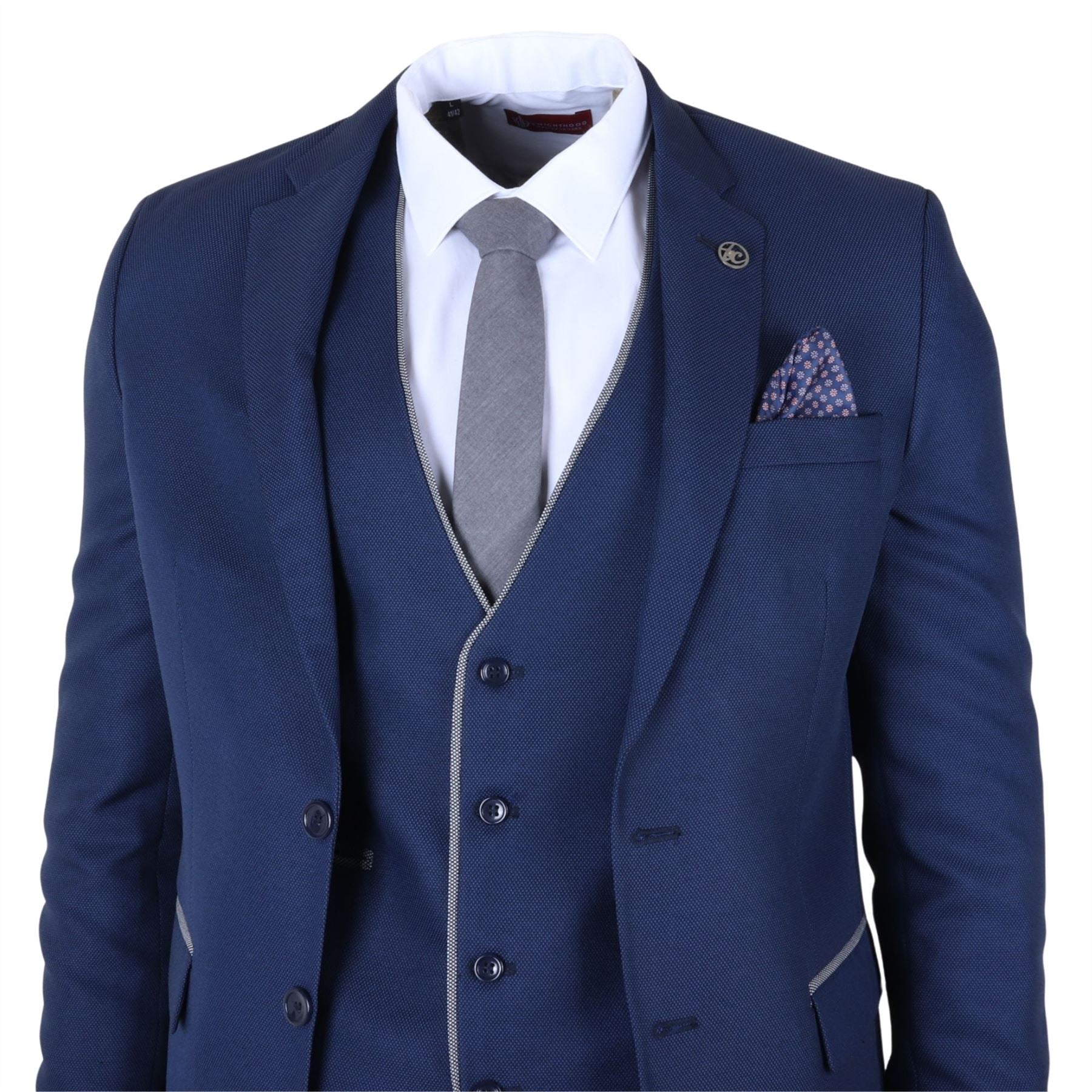 IM49 - Men's 3 Piece Blue Tailored Fit Suit