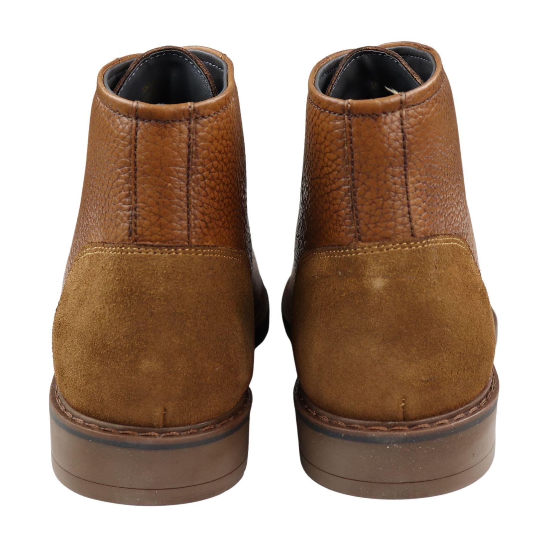 Mens Round Toe Laced Boots Black Tan Brown Real Leather Smart Casual Dress - Knighthood Store