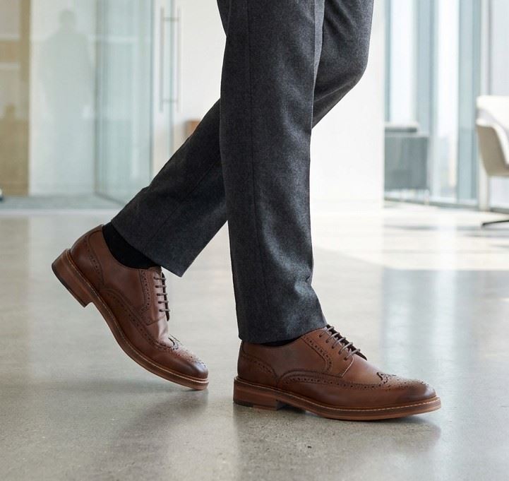 Men’s Brown Leather Derby Brogue Oxford Dress Shoes