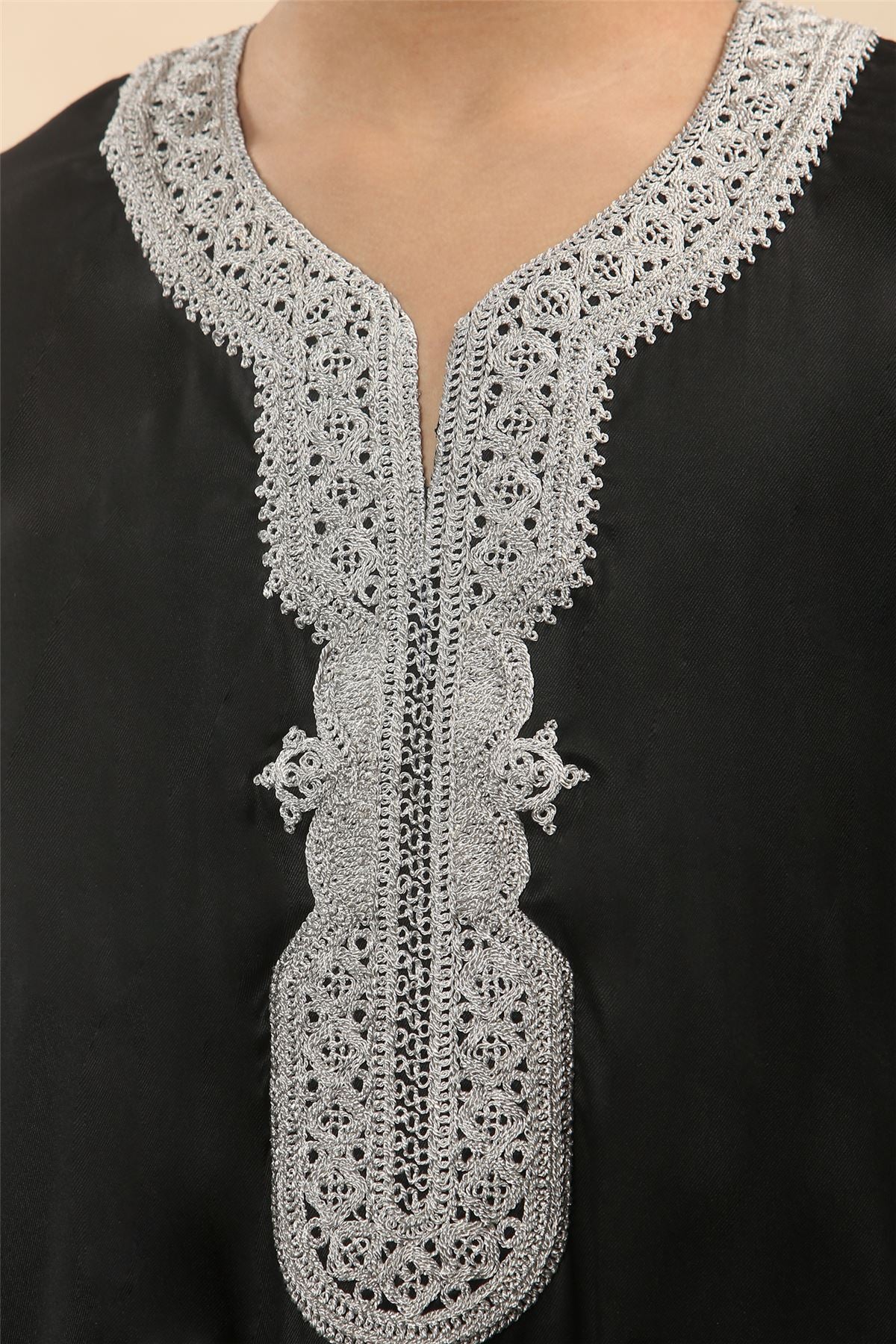 Boys Moroccan Thobe Short Sleeve Gandoura Embroidery Kaftan Jubba