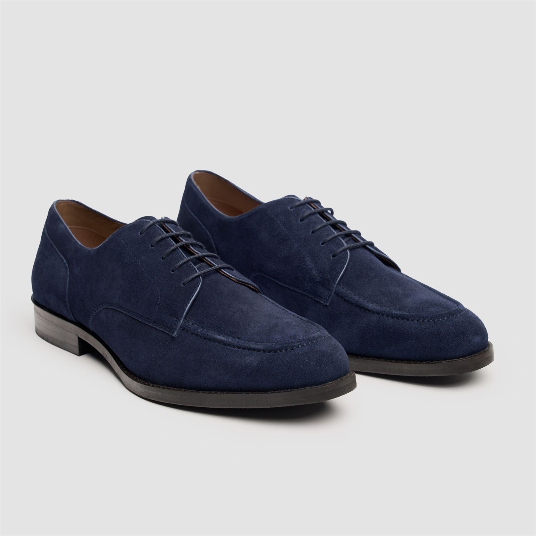 Brera - Men's Navy Suede Classic Lace-Up Derby Shoes