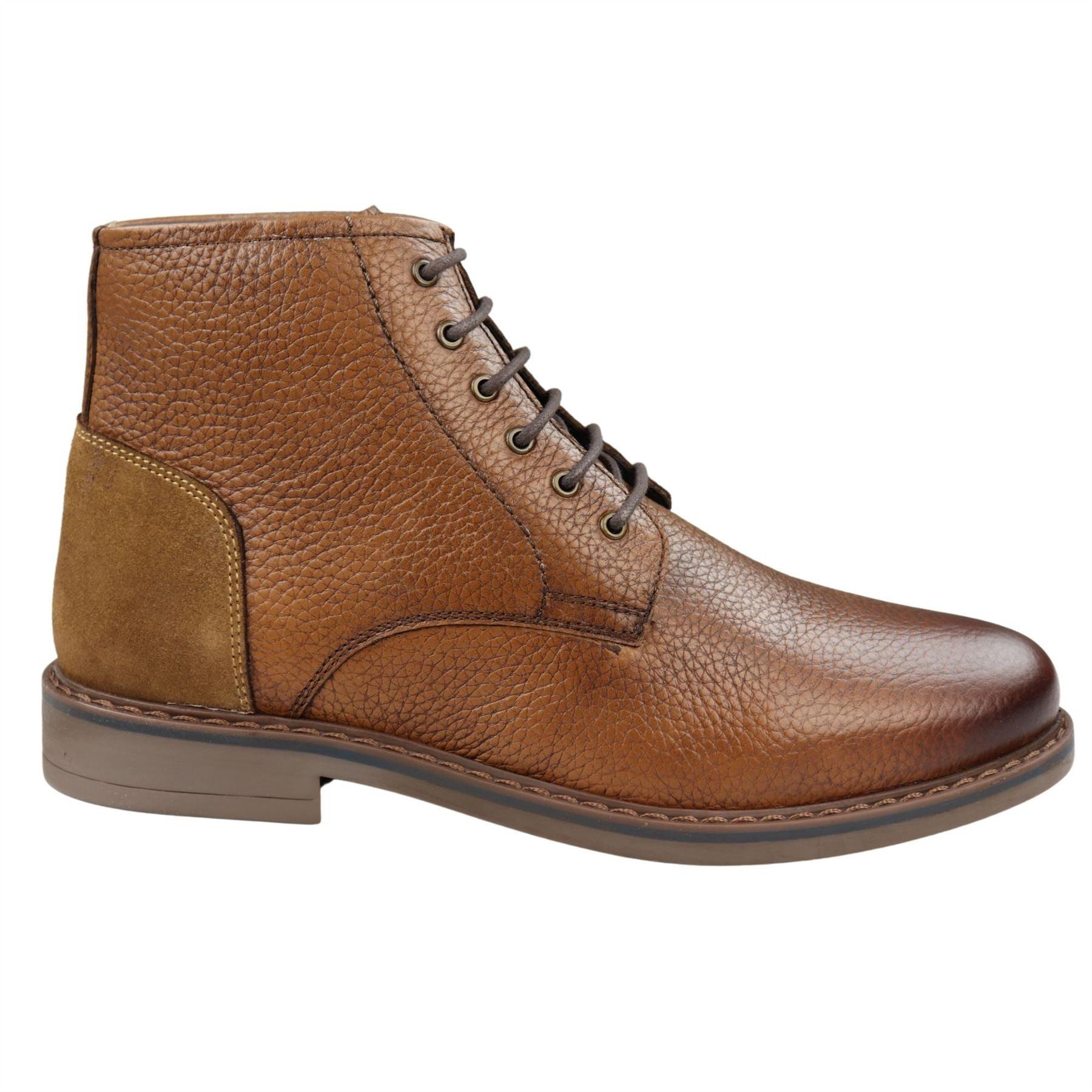 Mens Round Toe Laced Boots Black Tan Brown Real Leather Smart Casual Dress - Knighthood Store