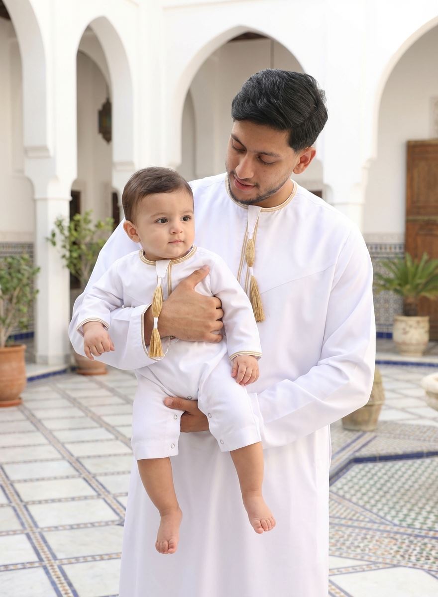 TT-003 - Baby Toddler Emirati Omani Gold Tassel Romper Thobe