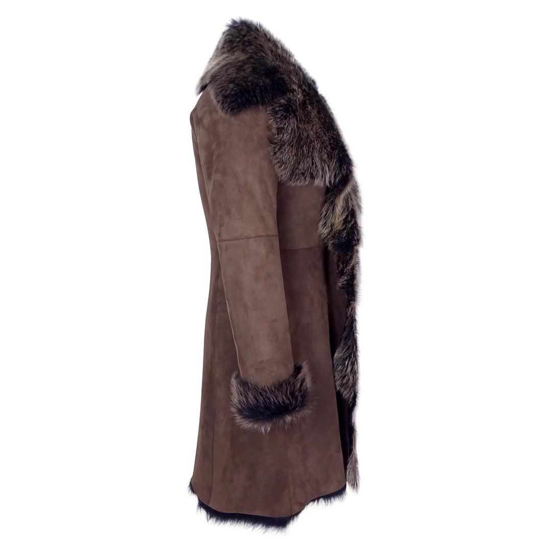 Ladies Women Gold Brown 3/4 Length Warm Luxury Toscana Sheepskin Coat - Knighthood Store