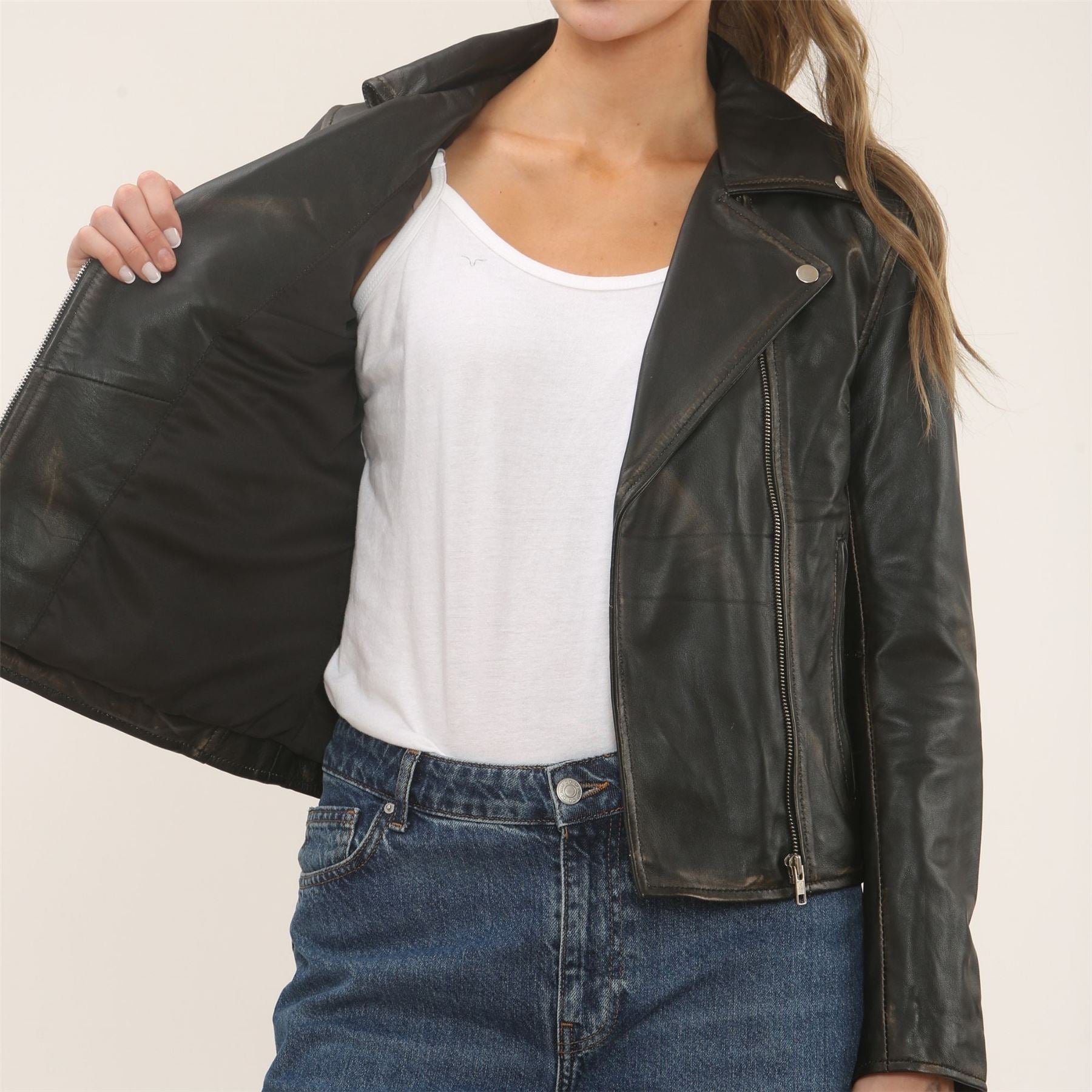 Women's Real Leather Brando Style Biker Jacket