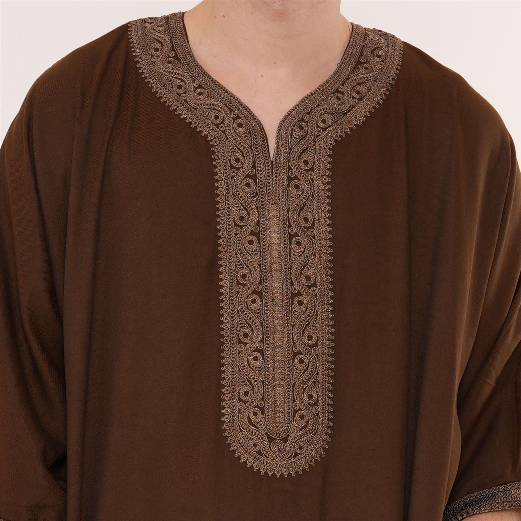 Men's Half Sleeve Embroidery Moroccan Thobe