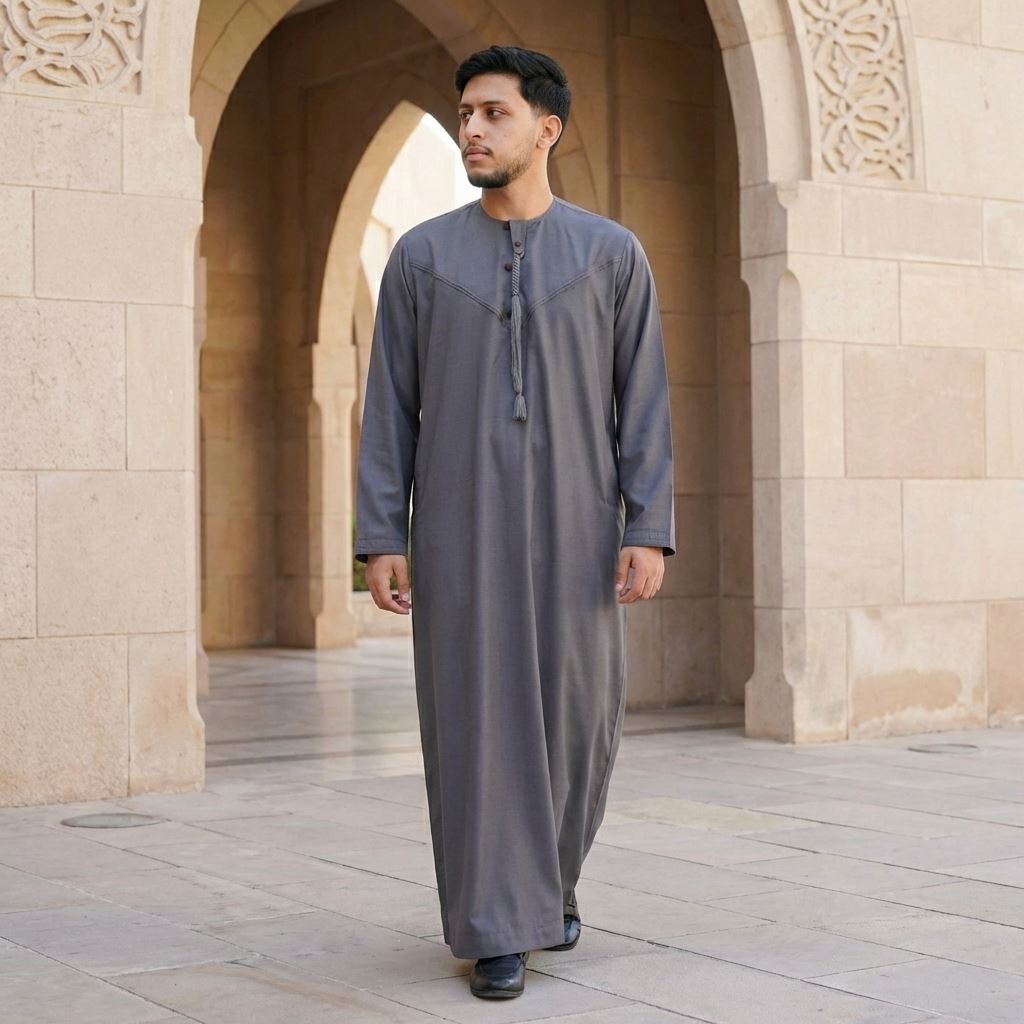 HM11 - Men's Emirati Omani Bobble Button Thobe