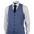 Mens Light Sky Blue 3 Piece Smart Formal Wedding Party Suit Tailored Fit - Knighthood Store