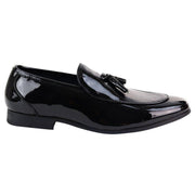 Mens Tassel Slip On Black Shoes Shiny Patent Smart Casual Formal Driving Retro - Knighthood Store