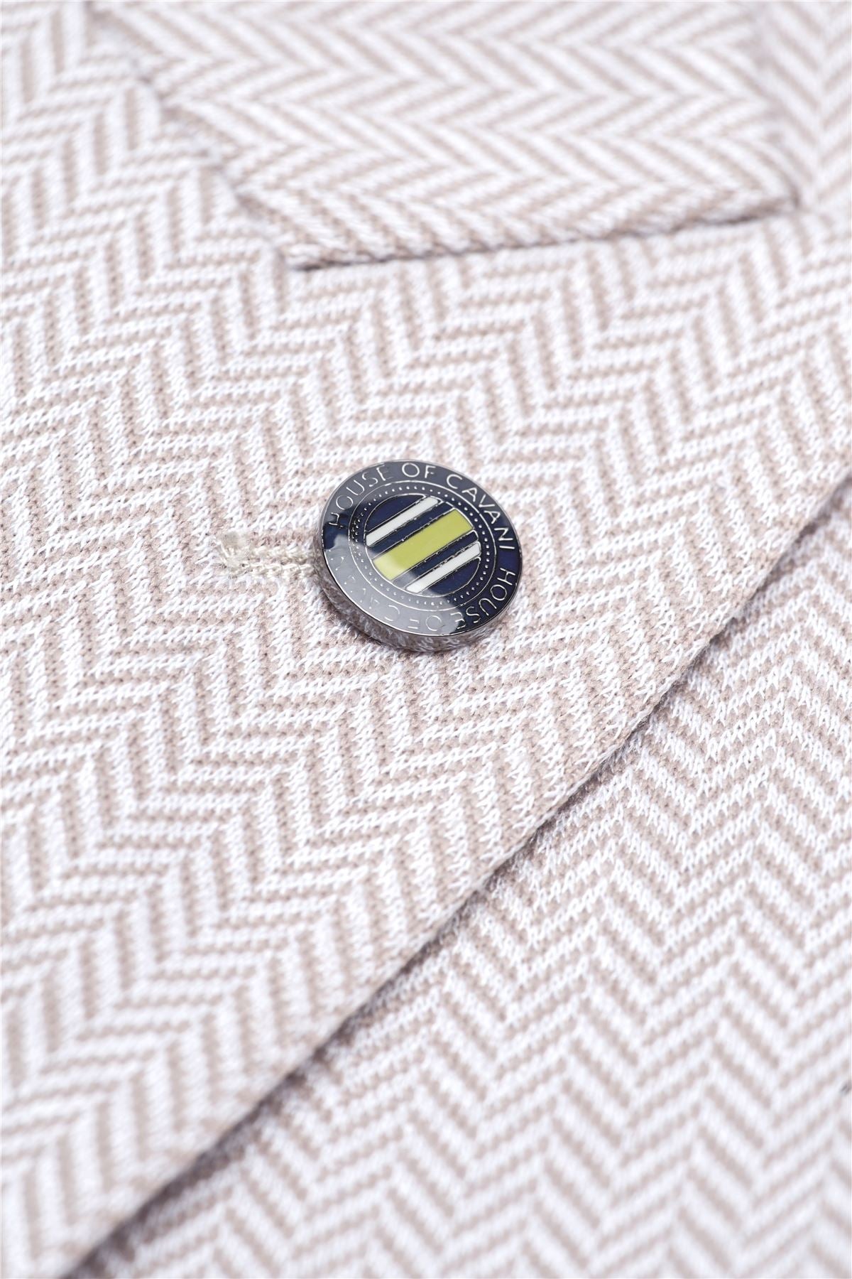 Vasco - Men's Beige Herringbone Blazer