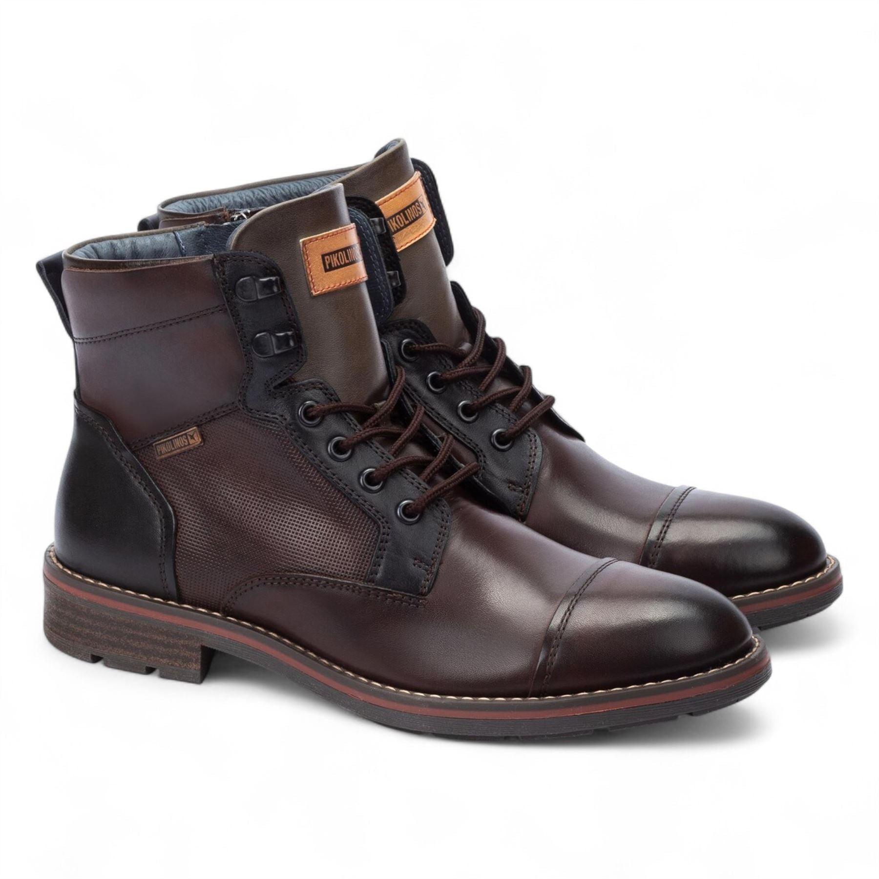 York - Men's Olmo Brown Lace Up Leather Ankle Boots