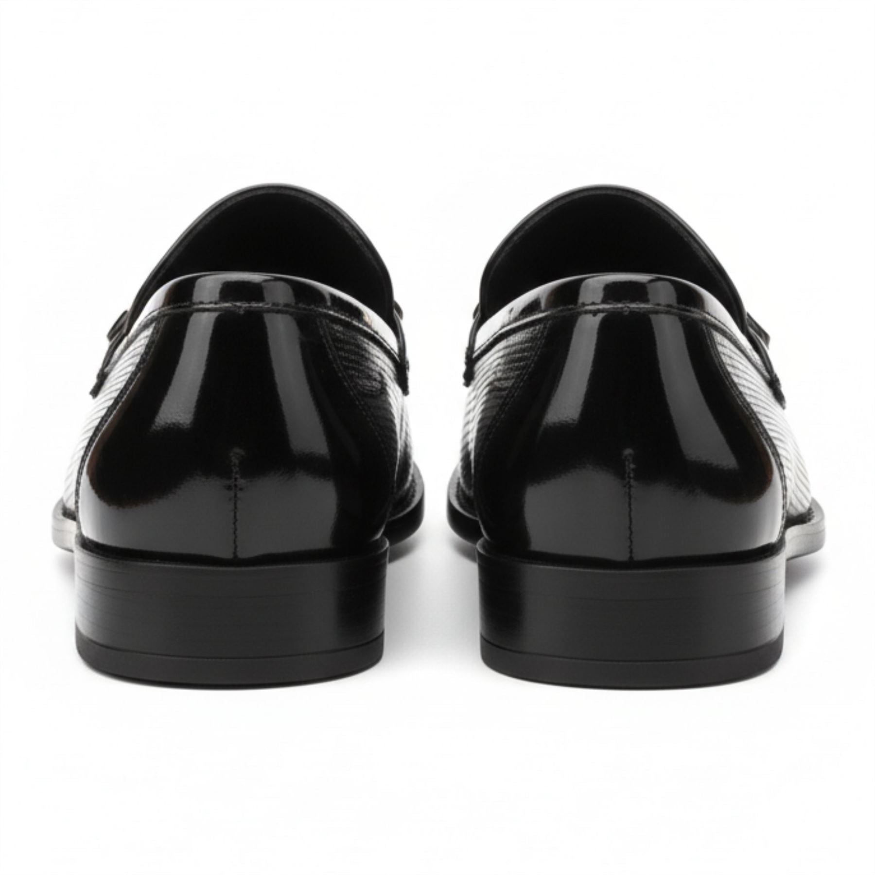 Men’s Black Patent PU Slip On Loafers