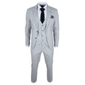 Men's Suit Grey Checked Tailored Fit 3 Piece Formal Dress - Knighthood Store