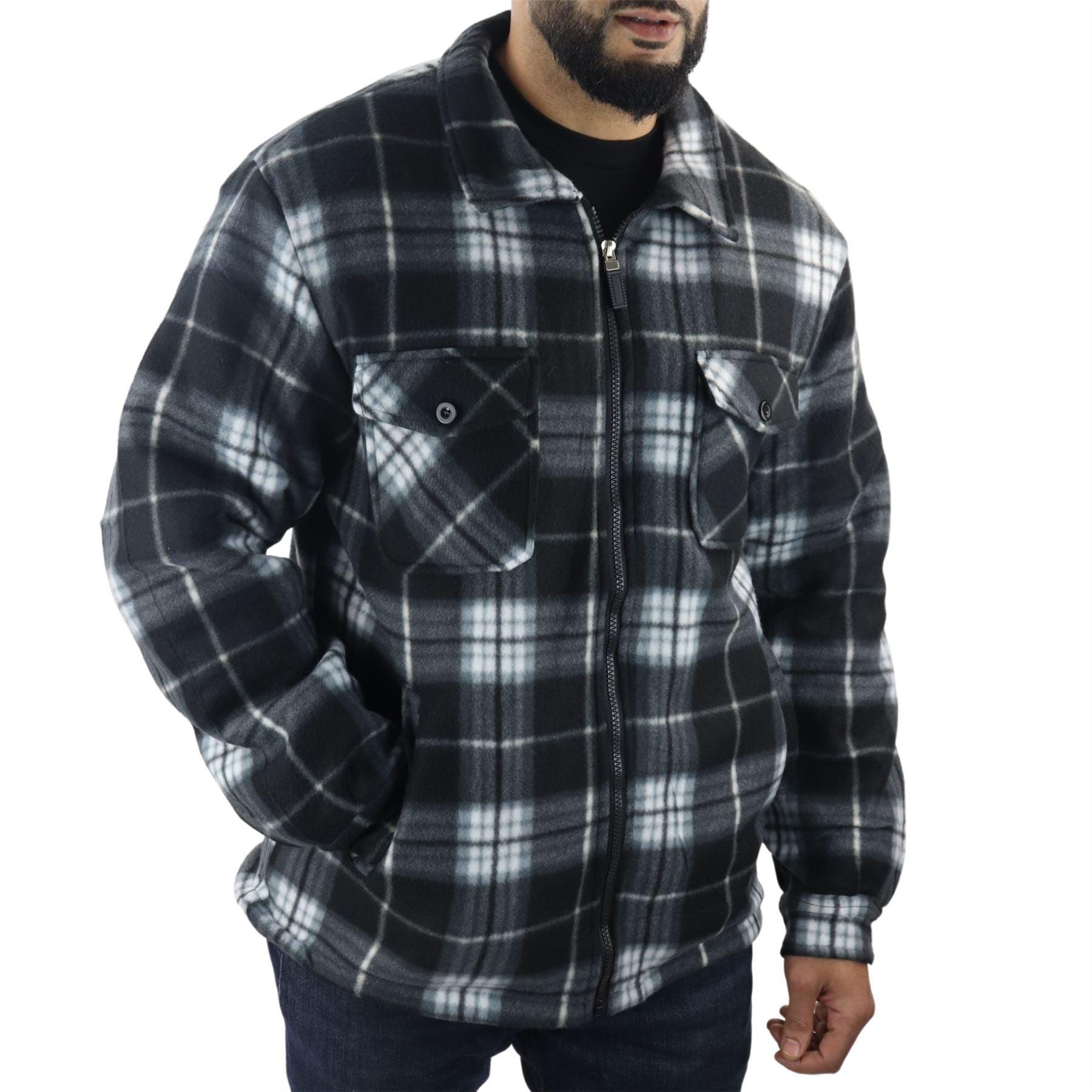 Men's Jumper Thermal Fleece Fur Lined Lumberjack Zipped Check Winter Shirt - Knighthood Store