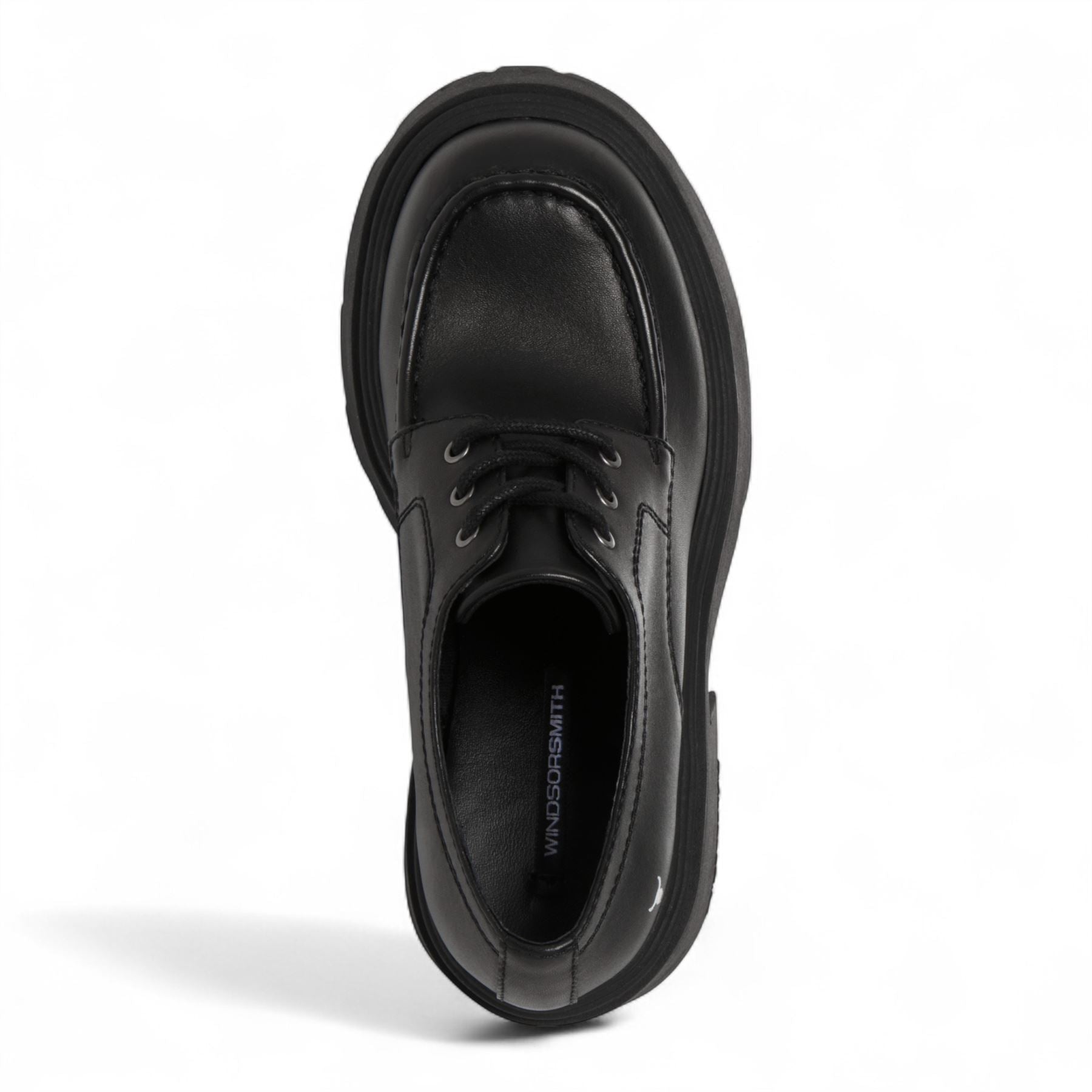 Starcrossed - Women's Black Leather Chunky Platform Shoes