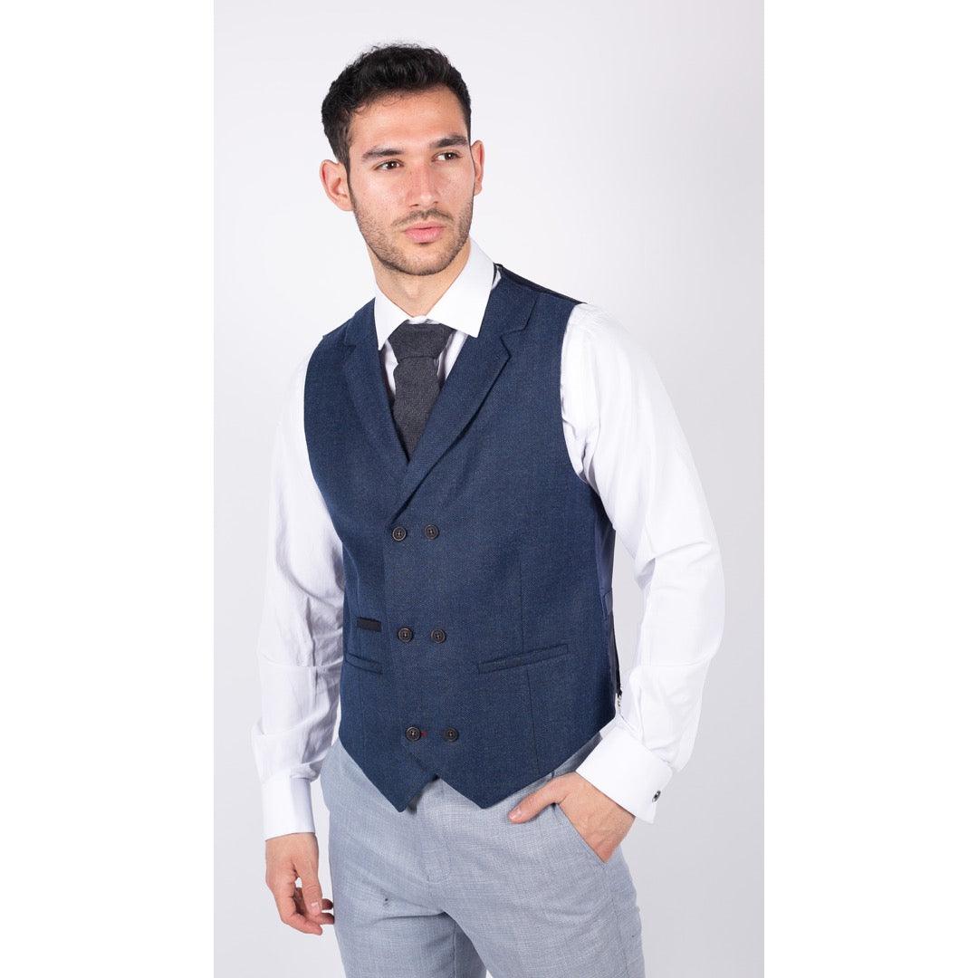 Mens Herringbone Tweed Gatsby Blinders Classic Double Breasted Waistcoat - Knighthood Store