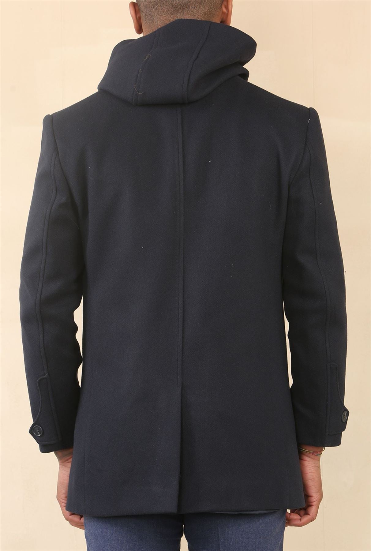 Men's Hooded Wool Blend Classic Overcoat