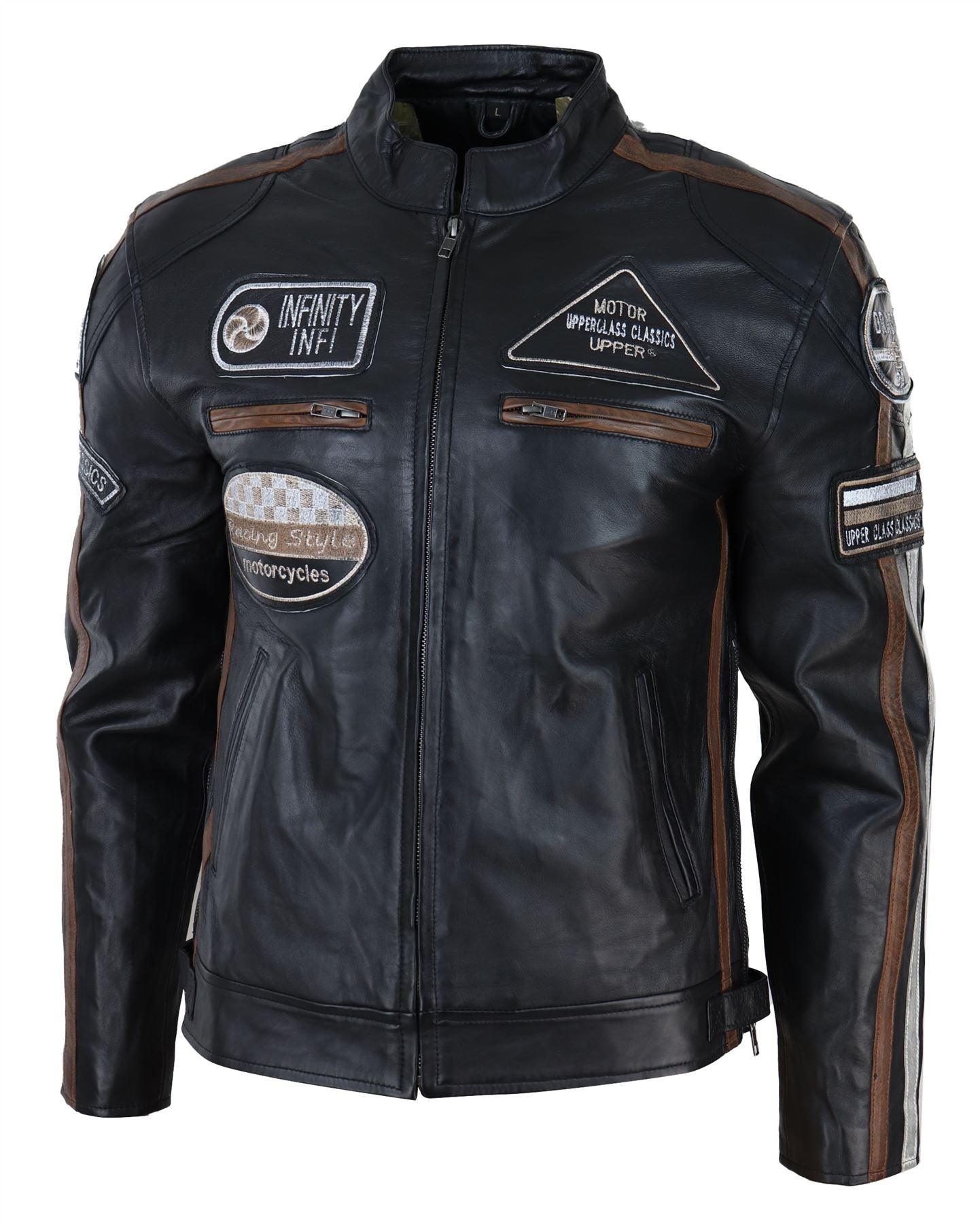Men's Zipped Biker Leather Jacket | Infinity - Knighthood Store