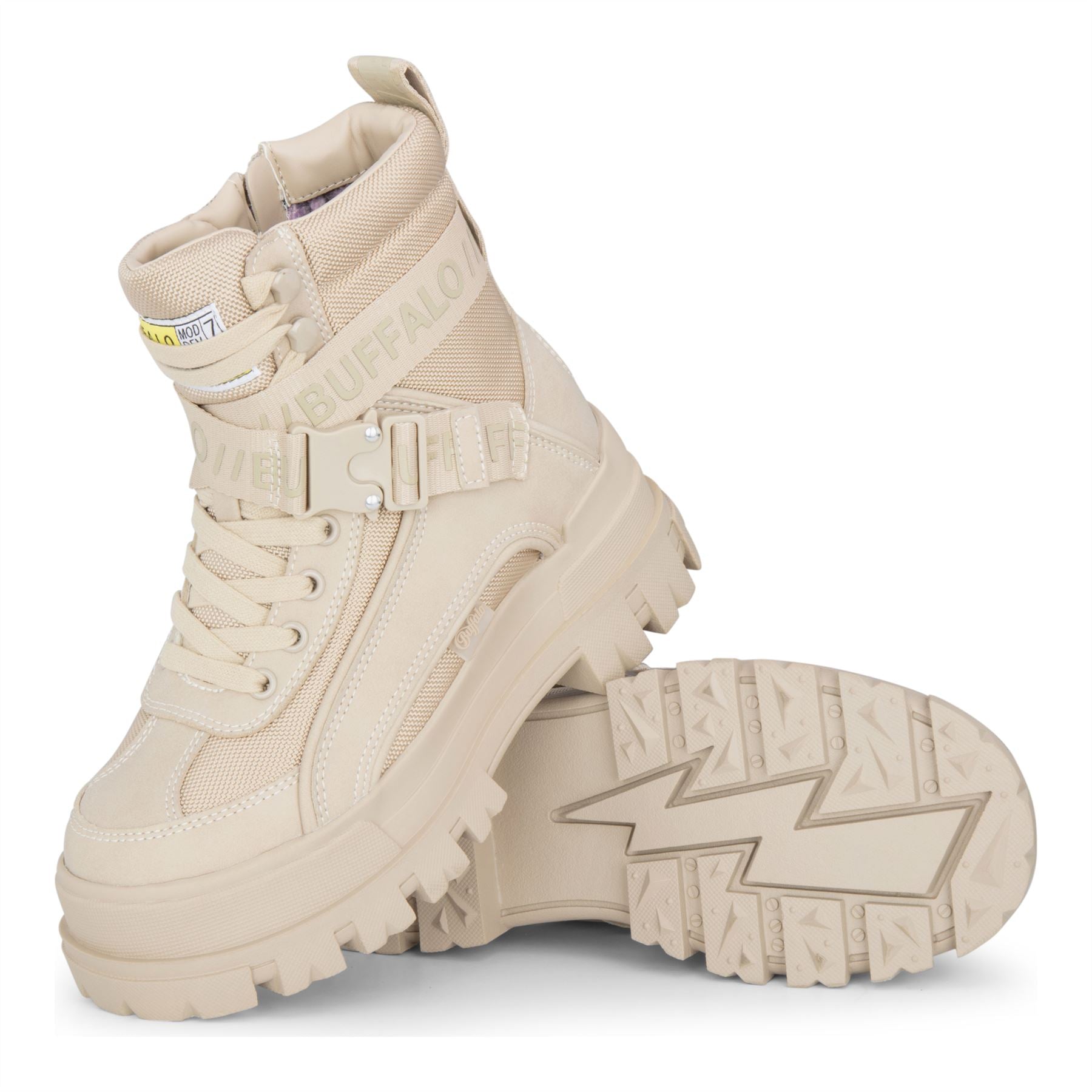 ASPHA COM1 - Women’s Beige Combat Platform Boots