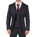 Mens Herringbone Tweed 3 Piece Navy Red Check Suit Vintage 1920s Tailored Fit - Knighthood Store