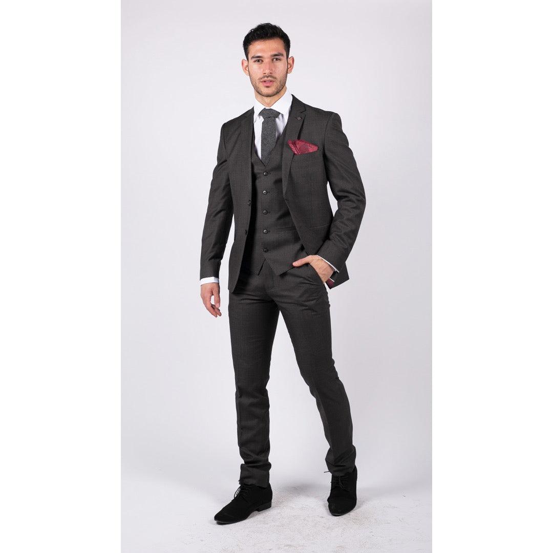 Mens Dark Grey Charcoal 3 Piece Suit Classic Stitch Wedding Summer Prom Classic - Knighthood Store