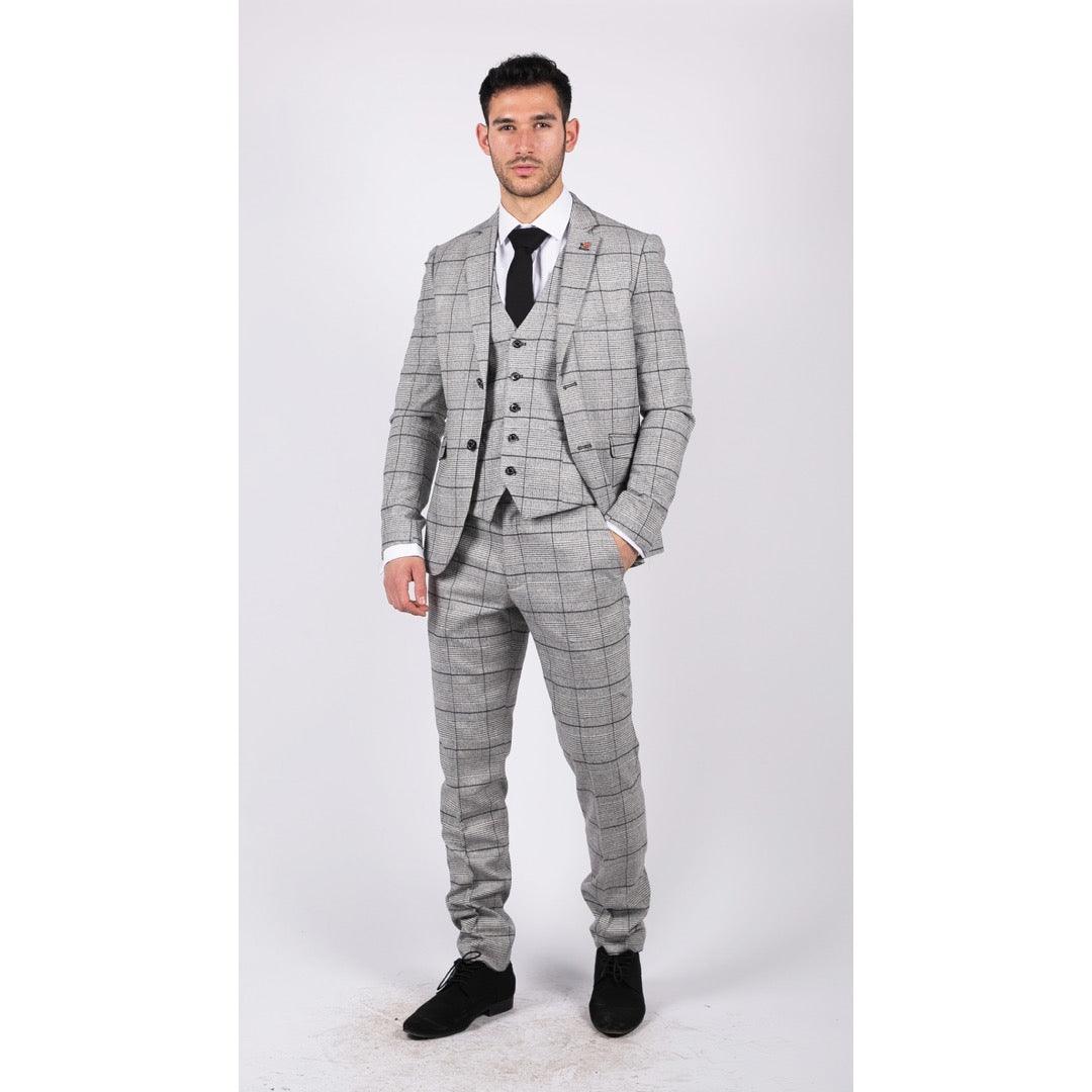 Mens Grey Check Black Tweed 3 Piece Suit Vintage Classic 1920s Wedding - Knighthood Store