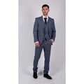 Mens 3 Piece Suit Blue Prince Of Wales Check Tailored Fit Summer Classic Vintage - Knighthood Store