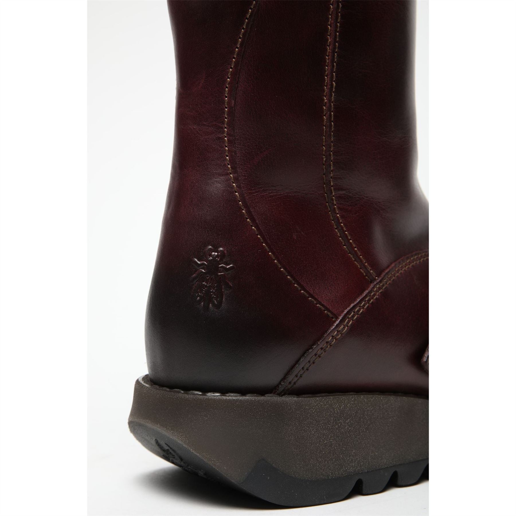 MES2913 - Women's Wedge Heel Buckle Mid Calf Leather Boots