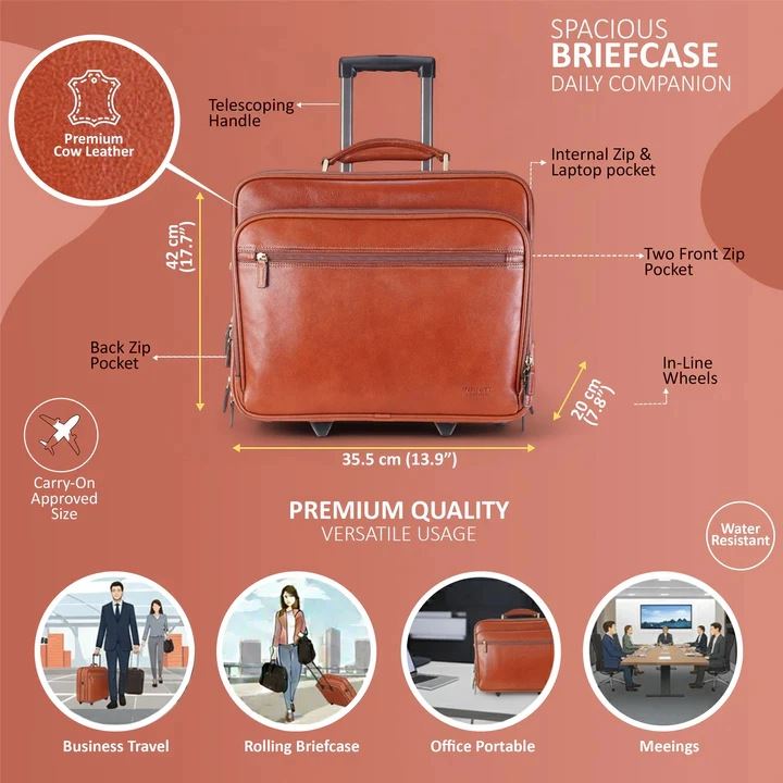 Nomad - Genuine Leather Wheeled Briefcase Trolley Case