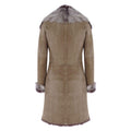 Taupe 3/4 Length Ladies Suede Real Toscana Sheepskin Coat Tailored Fit - Knighthood Store