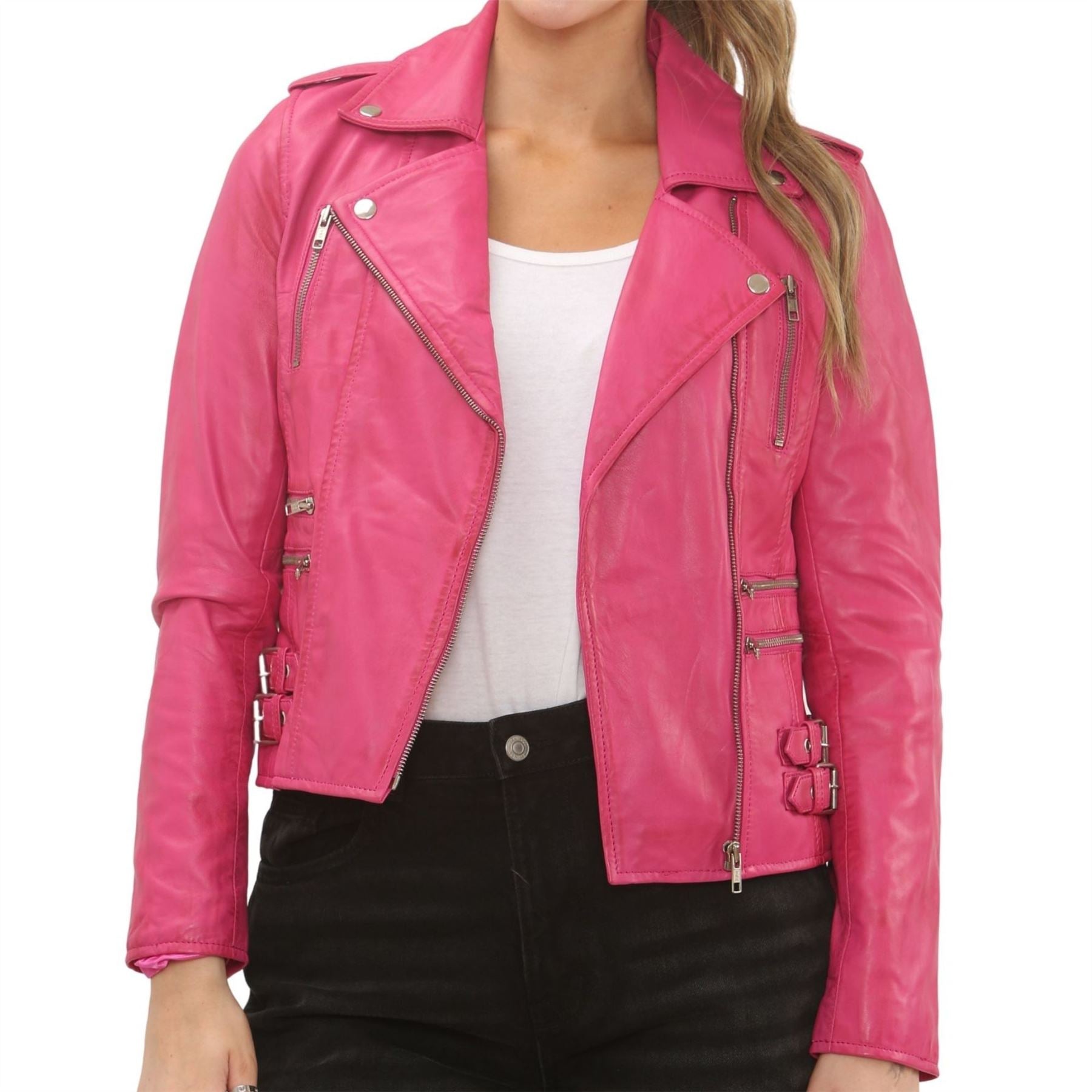 Women's Real Lamb Nappa Leather Vintage Biker Jacket