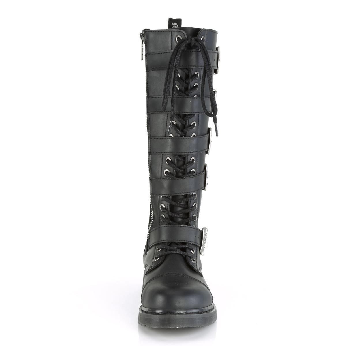 DEMONIA Men's Rock Knee High Boots Gothic EMO Black Combat Lace Up Buckle Straps - Knighthood Store