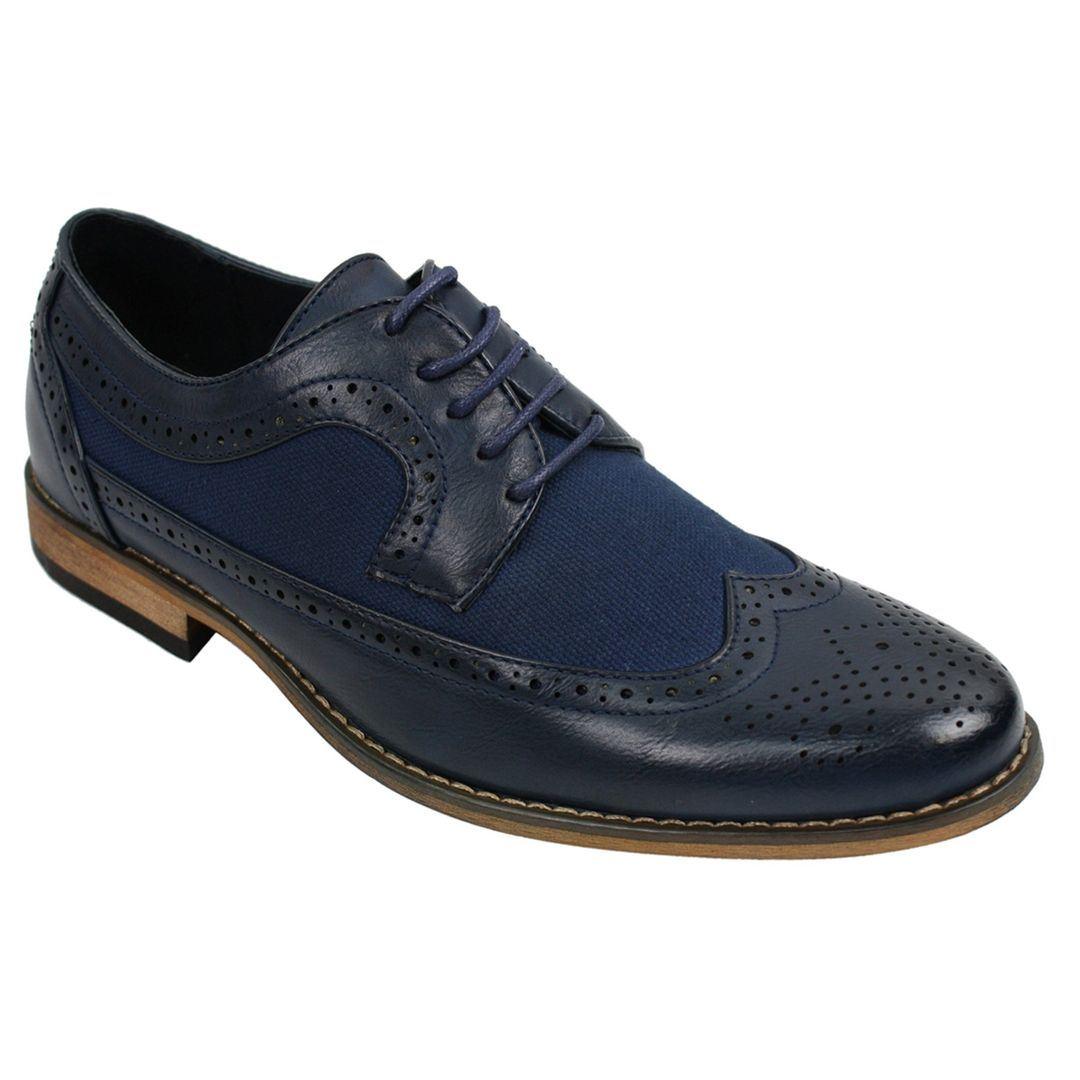 Mens Brogues Leather Shoes Italian Designer Smart Casual Brown Black Navy Retro - Knighthood Store